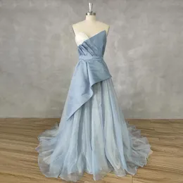 فساتين الحفلات Dideyttawl حقيقية POS بلا أكمام Tulle Tulle Prom Dress A Line Open Back Floor Length Bonged Evening Make Make