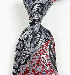 Bow Ties Klasik Paisley Gümüş Kırmızı Turuncu Yeşil Kravat Jacquard Dokuma İpek 8cm Erkekler Kravat İş Düğün Partisi Resmi Boyun