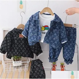 Clothing Sets Spring Autumn Casual Boy Set 2024 Fashion Active Denim Jacket Jeans Pant Kid Children Baby Toddler Clothingclothing Dr Dhnmf