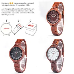 Wristwatches DEER Wooden Watch for Women in Japanese Quartz Red Sandalwood Female Ladies Dropship Gift Box