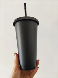 Sjöjungfru gudinna 24oz/16oz plastbockade muggar tumbler återanvändbar klar dricka platt botten pelare form lock halmkoppar mugg drycker med logotyp