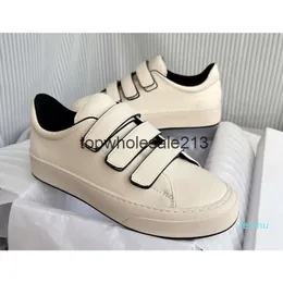 The ROW H Topquality Leather Mary Runway Sneaker Sneaker rotonde in gomma in gomma gancio gancio stile casual in pelle maryh laceup addestratori di moda nuova stagione originale b b.