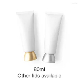 Storage Bottles 80g Refillable Cosmetic Container 80ml Empty White Plastic Squeeze Bottle Makeup Cream Body Lotion Packaging Soft Tubes