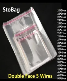 Stobag 100pcs Clear Self Adhesive Cellophane Bage Self Sealing Booling Baig Bags Clothing Jewelry Packaging Candy Opp Resealable Y5489484