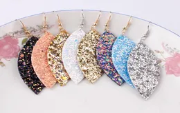 Böhmenschmuck Glitzer PU Lederblatt Ohrringe für Frauen 2019 Frühlings Sommer Fashion Boho Schmuck Leder Dangle Ohrringe1100175