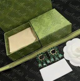 Green Diamond Ohrstolder Gold Doppelbuchstaben Ohrringe Klassische Square Studs für Frauen Designer -Anhänger Ohrringe mit Box2827913