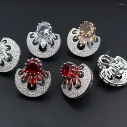 Dingle örhängen 6Pair Colors Red Clear White Cz Zirconia Post Silver Plated Copper Studs för DIY Women Handmade Hanging On