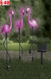 3pcs Solar Flamingo Lawn Light مقاومة للماء وتصميم متكامل LED Path Path Landscape Lights Romants Romants Pink1934861