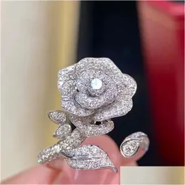 Anelli per matrimoni 2023 Top Sell Gioielli di lusso 925 Sterling Sier Pave White 5A Cubbico zircone cubico Cz Diamond Pre.