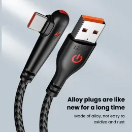 120W USB-C Tip Kablo 90 Derece Dirsek Cep Telefonu Huawei Mate için Hızlı Şarj 40 30 Xiaomi Samsung Telefon Şarj Kablosu