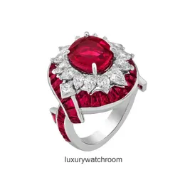 High End designer rings for vancleff 925 Silver Plated Gold Ring High Carbon Diamond Pigeon Blood Red High Pearl SeriesHidden Inlaid Luxury Ring Original 1:1 With logo