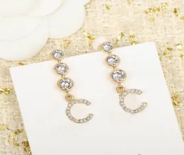 18k 금도금으로 여성 웨딩 보석 선물을위한 다이아몬드와 3 개의 PC를 가진 드롭 귀걸이 스탬프 상자 PS30974086147