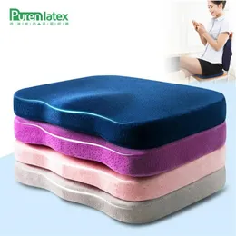 Kudde Purenlatex Memory Foam Chair Thin Office Car Seat Pad Slow Rebound Hips Mat For Orthopedic Coccyk Lumbar