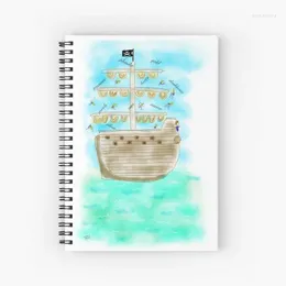 Padrão de navio pirata Notebook em espiral 120 páginas College governou para anotações de trabalho no diário do Ocean Lover Gifts Kid