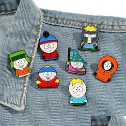 Cartoon Accessoires Kindheit Film South Park Charaktere Emaille Pins süße Filme Spiele Hart Sammeln Sie Brosche Rucksack Hat Bag Kragen DHCDF