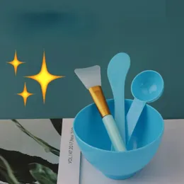 2024 4sts ansiktsmaskblandning skåluppsättning diy ansiktsmask blandningsverktyg med silikon ansiktsmask skål smink borstar spatula skönhet hudvård för ansikte