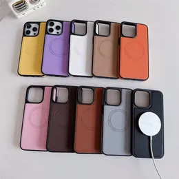 حالات هاتف الموضة لـ iPhone 15 Pro Max 15Pro 14Pro 12 11 13 14 Pro Max X Xr XSMax 14Plus Cover Leather Shell الشحن المغناطيسي الشحن اللاسلكي