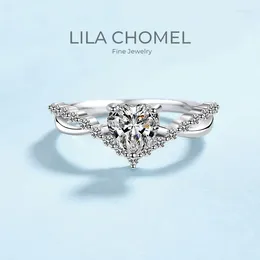 Кластерные кольца дизайнерские ювелирные украшения жены Love 18k White Gold Vvs1 D Цвет 1CT Moissanite Diamond Light Luxury Romantic Convession Wedding Ring