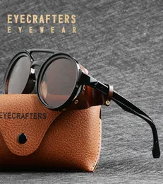 Солнцезащитные очки Eyecrafters 2021 Винтажные мужчины в стиле стимпанк Goggles Солнцезащитные очки женщины ретро -оттенки модная кожа с боковыми щитами вокруг SU7048474