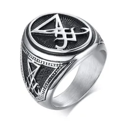 Sigil of Lucifer Satanic Rings for Men rostfritt stål Symbol Seal Satan Ring Demon Side Jewelry Cluster2293