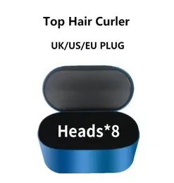 8 huvuden multifunktionell hår curler styling verktyg hårtork automatisk curling järn presentförpackning ny version blå och guld7798178