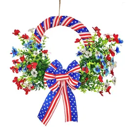 Kwiaty dekoracyjne 4 lipca Drzwi wejściowe wieniec Duże lawendowe kwiatowe aranżacja ręcznie robione patriotyczne domowe okno ssanie okienne kubki