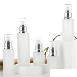 Förpackningsflaskor grossist frostat glasflaskelotion spraypump per container comestic återfyllningsbar förpackning förpackning 20 ml 30 ml 40 ml 50 dhzuq