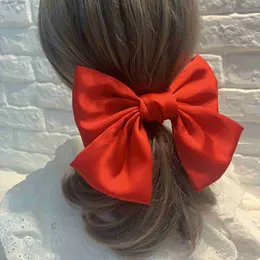 Hair Rubber Bands Fashion Ribbon Hairgrips Big Large Bow Hairpin For Women Girls Satin Trendy Ladies Hair Clip New Cute Barrette Hair Accessories Y240417