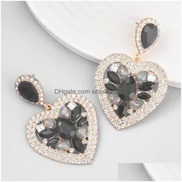 Dangle Chandelier Trend metalowe rhinestone serca impreza prosta oświadczenie damskie elegancka biżuteria dostawa dhjwa