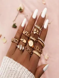 Cluster Rings Bohemian Rose Baby Tulip Chain Arrow Carved Star FivePointed12 Sets88163953169056