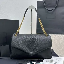 Calypso Lambskin Chain Bag Versatile Simple Gold Button Handbag for Crossbody Womens