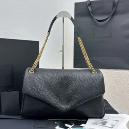 Bolsa de corrente de casca de calypso bolsa versátil de botão de ouro simples para crossbody feminino