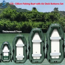 1-6 Personen grünes Fischereiboot mit Luftdecksboden 0,7 mm verdicken PVC-Fischerei-Beiboot-Rudern mit Laminiert für Wassersport 240409