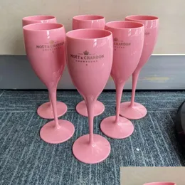 Weingläser rosa Plastik für Mädchen Party Getränke Unbrechbar weißer Champagner -Cocktailflöten -Goblet Acryl Elegante Drop -Lieferung Ho otens