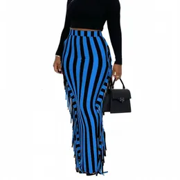 Slim Sexy Sexy Long Skirt Mering Fringe Bag Bag Hip Trent Pencil Skirt Autumn and Winter African Womens Clothing 240412