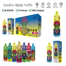 Popularny Vapen Sunfire 9K Puffs 9000 Dostosowane Vapes Pod 18ml wstępnie wypełniona para cewki Cewki do ładowania kolorowa konstrukcja RGB Light Ecigs Przenośny waporyzator w Niemczech