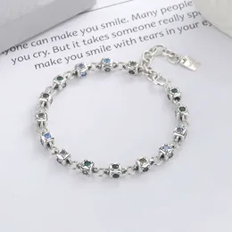 Designer smycken S925 Pure Silver Heavy Industry Colored Zircon Rainbow Dice Brand Armband Fashionabla Trendy European and American STR 9041