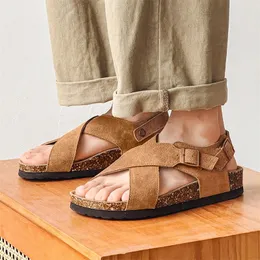 Sandaler Hight Quality Summers Rom Style äkta läder för herrkvinnor Daglig utomhus strandklänning Höjd ökar skor