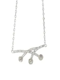 Halsbandsinställningar för pärlor zirkonmontering 925 Sterling Silver Chain Base med 3 blanker 4 bitar9017216