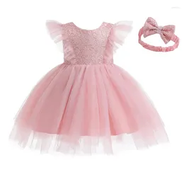 Girl Dresses Christmas Baby Infant 1 ANNI Birthday Party Dress per ragazze abiti da principessa per matrimoni con fascia rosa nero 0-24m