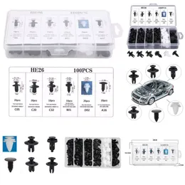 New HE26 Clip 6 Size Mixed 100pcs Auto Car Body Push Pin Rivet Bumper Door Trim Panel Retainer Fastener Kit