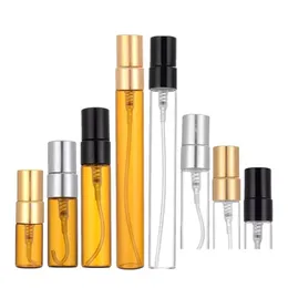 Garrafas de perfume Luxo atacado Round 2ml l 5ml 10ml mini vazio de vidro de garrafa de spray âmbar transparente por amostra Drop Tester Delive Dhp40