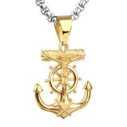 Stainless steel accessories necklace mens jewelry Navy pendant titanium steel Jesus Anchor Pendant