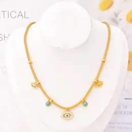 designer necklace Diamond Devils Eye Turquoise Pendant Titanium Steel 18k Gold Color Preserving Necklace Bracelet Set