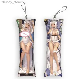 Chaços de chaveiros Azur Lane USS Massachusetts Mini Dakimakura Keychain Anime Double-sides Penwle Pingnder Pingnder Cute Detoon Decor Adult Y240417