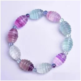 Braccialetti braccialetti color naturale fluorite pietra di pietra a forma di perle bracciale fortunato per donne che rinfrescano i gioielli estivi journeiige drop otj3i
