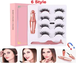 4 Çift Manyetik Kirpikler Yanlış Kirpikler Sıvı Eyeliner Göz Makyaj Seti 3D Mıknatıs Yanlış Kirpikler Yeniden Kullanılabilir Tutkal Yok 9636505