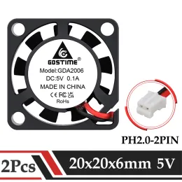 Chłodzenie 2pcs GDSTIME DC 5V 20 mm Cooling wentylator20x20x6mm Mini laptop Ultracien wentylator 2CM Micro Instrument Projector Wesannik chłodnicy