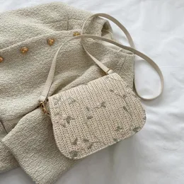 حقائب الكتف المنسوجة الكتف منسوجة قابلة للتعديل حزام نسج محفظة زهرة Hasp Straw Straw Satchel Beach Summer Beach