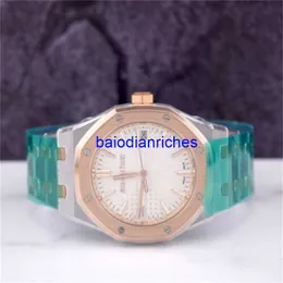 Audemar Pigue Men Watch Automatyczne zegarki Audemar Pigue Royal Oak 37 mm 18K Orologio Oro Rosa Quadrante Bianco Ref Fnbu